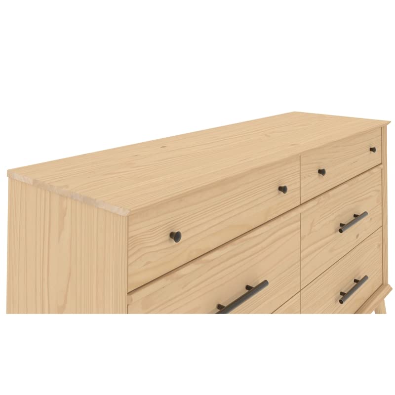 Mid-Century Solid Wood Dresser with 6 Drawers