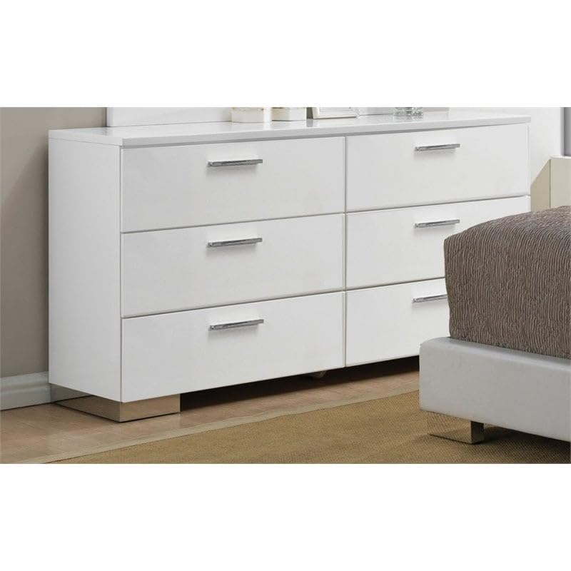 White 6-Drawer Lorimar Dresser by Acme