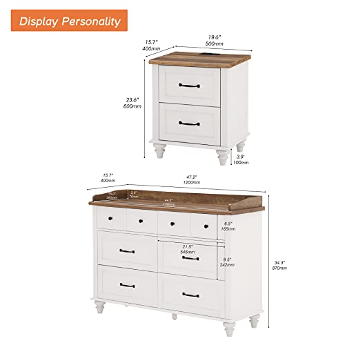 3-Piece White Dresser and Nightstand Set
