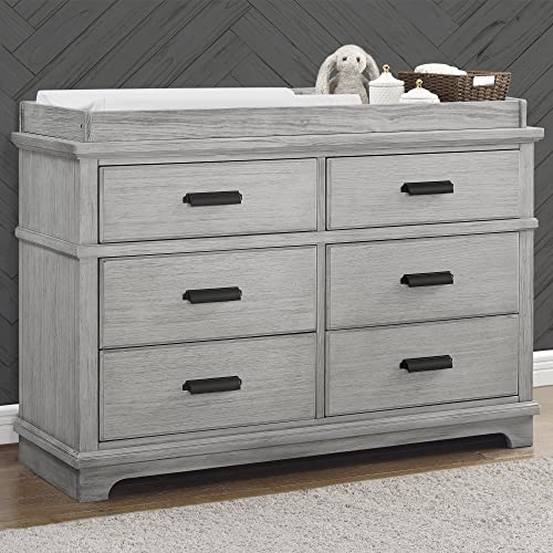 Asher 6-Drawer Dresser with Changing Top - Rustic Mist