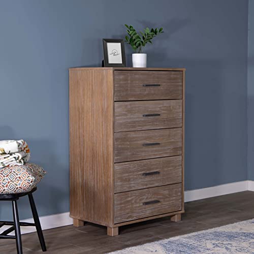Weathered Pine 5-Drawer Loft Chest for Storage