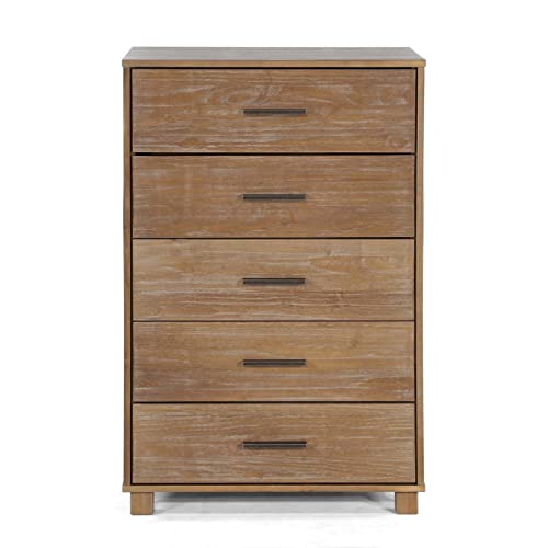 Weathered Pine 5-Drawer Loft Chest for Storage
