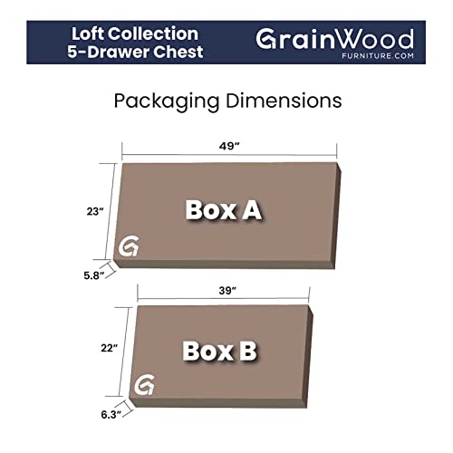Weathered Pine 5-Drawer Loft Chest for Storage