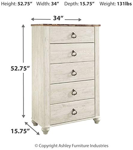 Willowton Two-Tone 5 Drawer Chest of Drawers