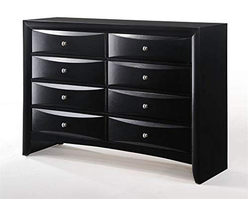 Black Rectangular Wood 8-Drawer Storage Dresser