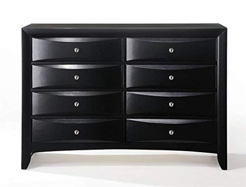 Black Rectangular Wood 8-Drawer Storage Dresser