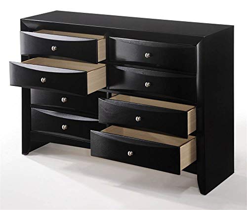 Black Rectangular Wood 8-Drawer Storage Dresser