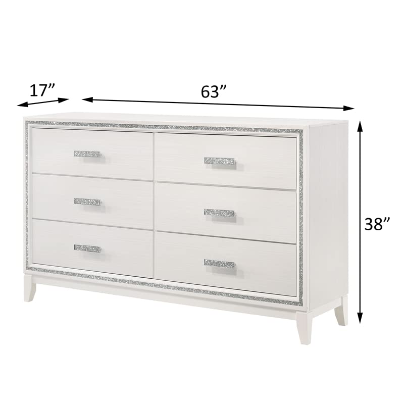 Acme Haiden White Rectangular 6-Drawer Dresser