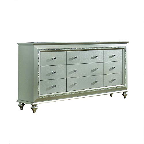 Kaitlyn Rectangular 9-Drawer Dresser in Champagne White