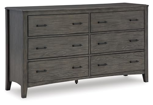 Montillan Casual Gray 6-Drawer Dresser for Bedroom