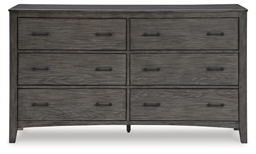Montillan Casual Gray 6-Drawer Dresser for Bedroom