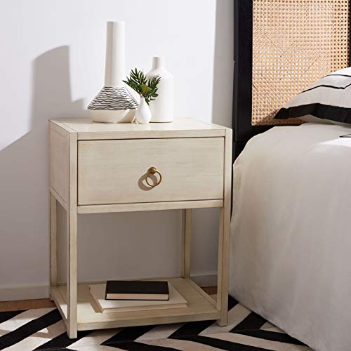 Antique White and Gold Yudi Nightstand