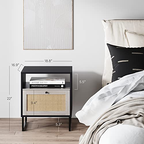 Mina Rattan Wood Accent Tables, Set of 2