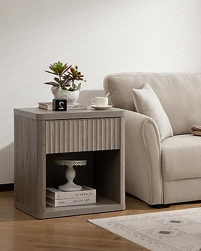 Modern Grey Nightstand Set of 2 with Drawers