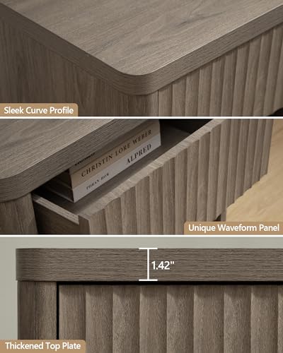 Modern Grey Nightstand Set of 2 with Drawers