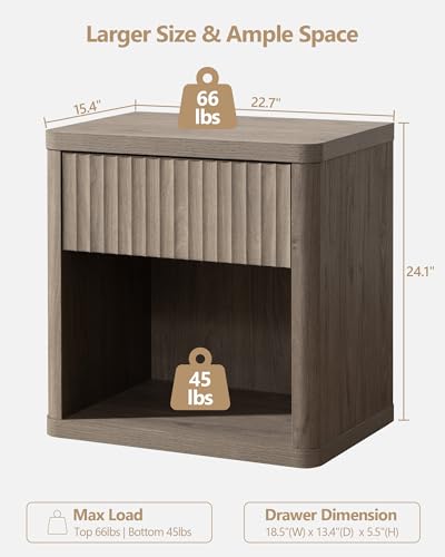 Modern Grey Nightstand Set of 2 with Drawers