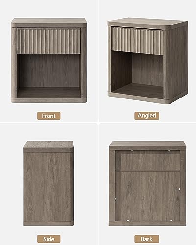 Modern Grey Nightstand Set of 2 with Drawers