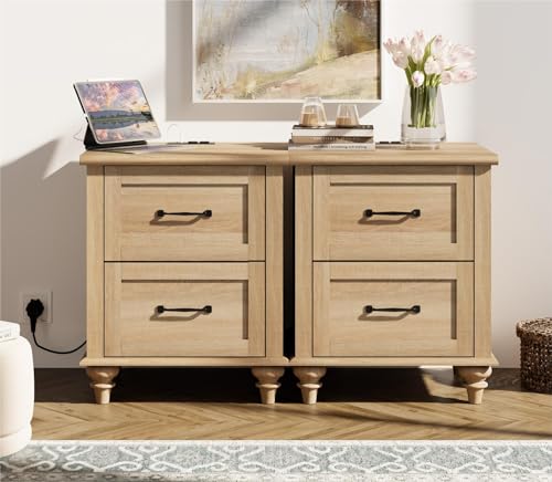 WAMPAT Set of 2 Light Wood Nightstands