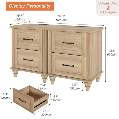 WAMPAT Set of 2 Light Wood Nightstands