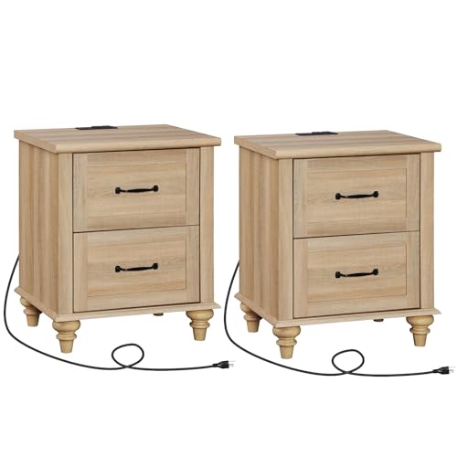 WAMPAT Set of 2 Light Wood Nightstands