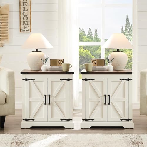 Farmhouse End Table with Charging Station, 2-Pack