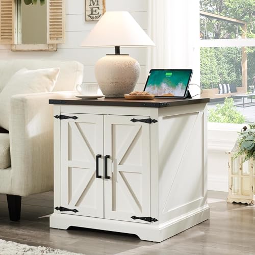 Farmhouse End Table with Charging Station, 2-Pack