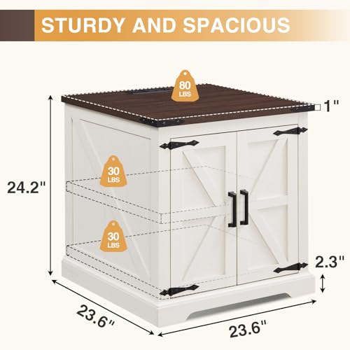 Farmhouse End Table with Charging Station, 2-Pack