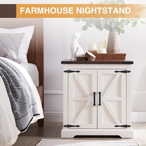 Farmhouse End Table with Charging Station, 2-Pack