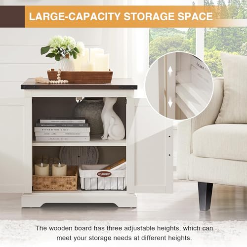 Farmhouse End Table with Charging Station, 2-Pack