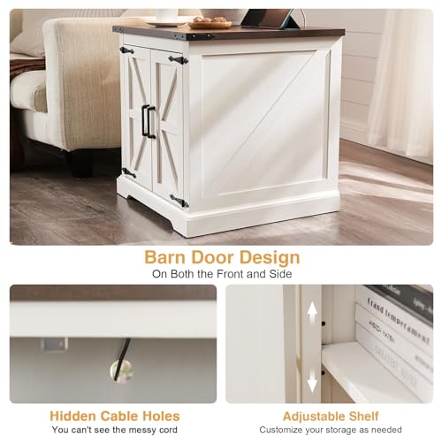 Farmhouse End Table with Charging Station, 2-Pack