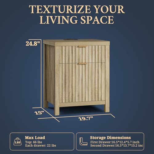 Sunwashed Ash Oak 2-Drawer Nightstand Set