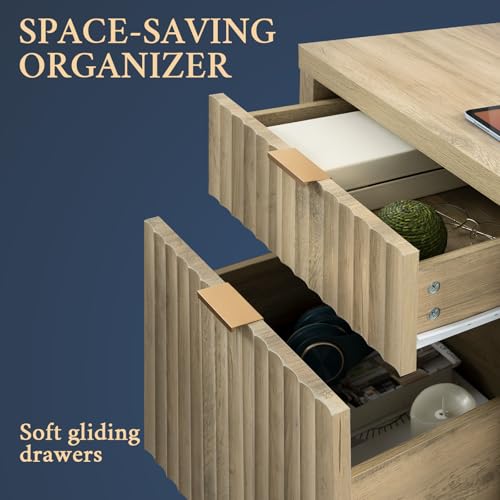 Sunwashed Ash Oak 2-Drawer Nightstand Set