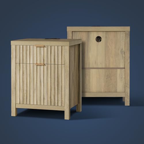Sunwashed Ash Oak 2-Drawer Nightstand Set