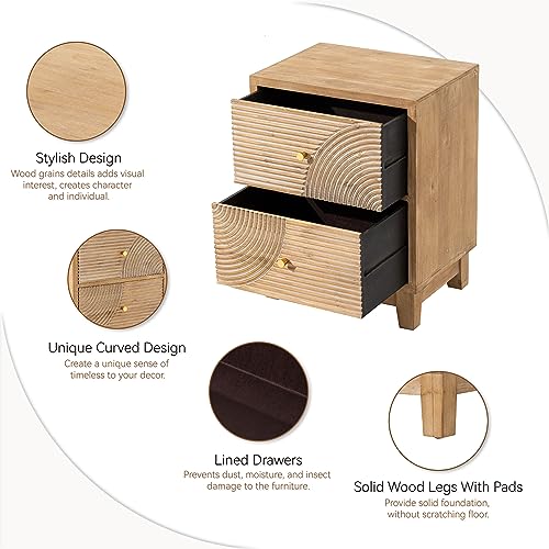 Handcrafted 2-Drawer Farmhouse Nightstand Set of 2