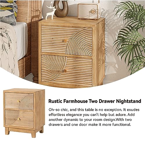 Handcrafted 2-Drawer Farmhouse Nightstand Set of 2