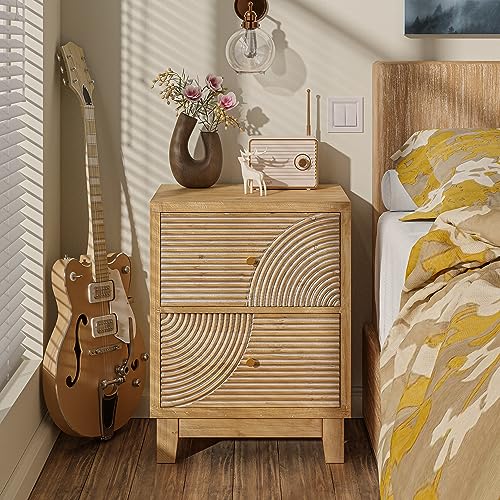 Handcrafted 2-Drawer Farmhouse Nightstand Set of 2