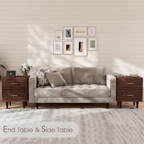 Mid-Century Modern Night Stand Set with USB Ports