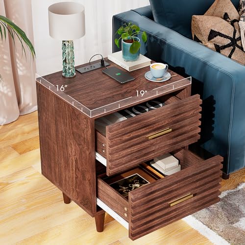 Mid-Century Modern Night Stand Set with USB Ports