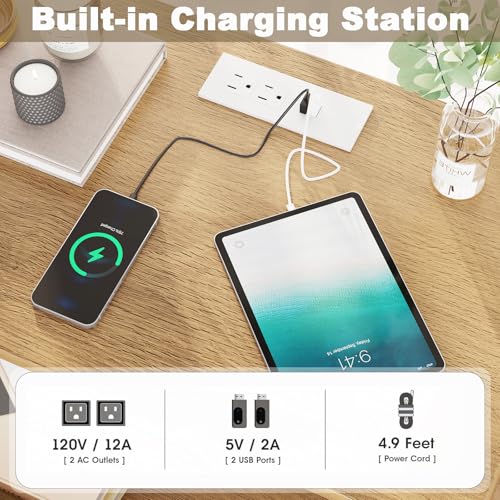 Rattan Nightstand Set with USB Charging Ports