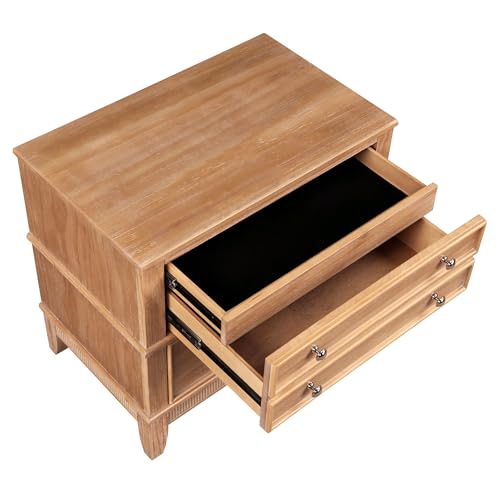 Rustic Solid Wood 3-Drawer Nightstand Table