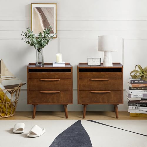 Mid-Century Modern 2 Drawer Nightstand Set