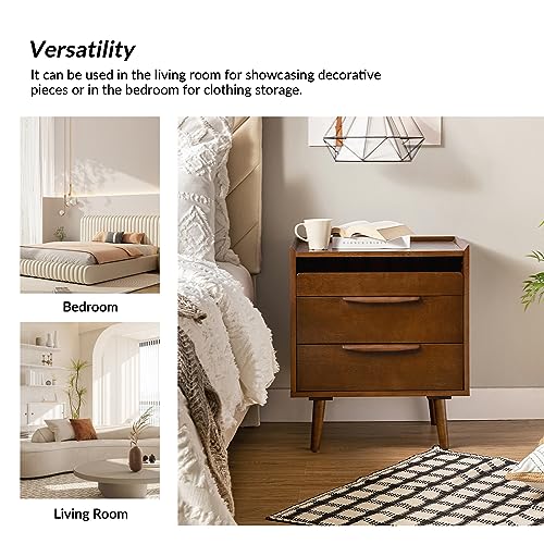 Mid-Century Modern 2 Drawer Nightstand Set