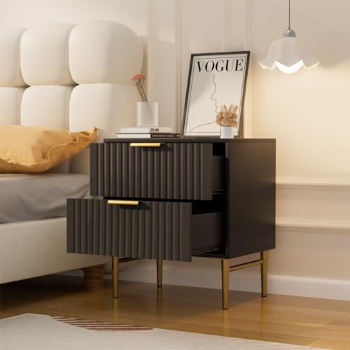 Set of 2 Modern Nightstands with Charging Station
