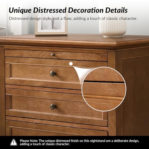 Farmhouse Nightstand with Charging Station & Organizer