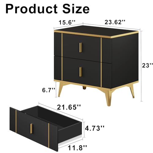 Set of 2 Wooden Nightstands with Drawers