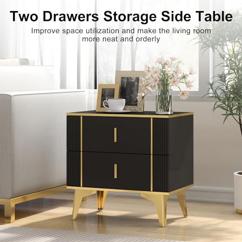 Set of 2 Wooden Nightstands with Drawers