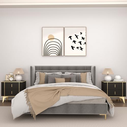 Set of 2 Wooden Nightstands with Drawers