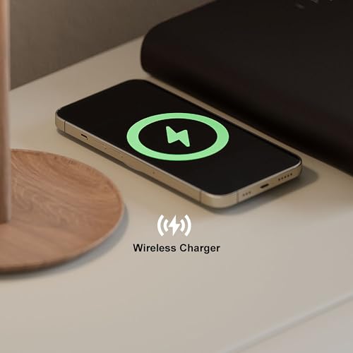 Modern White Leather Nightstand with Wireless Charger