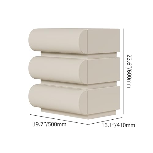 Modern White Leather Nightstand with Wireless Charger