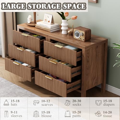 Mid Century Nightstand Set with 6 Drawers